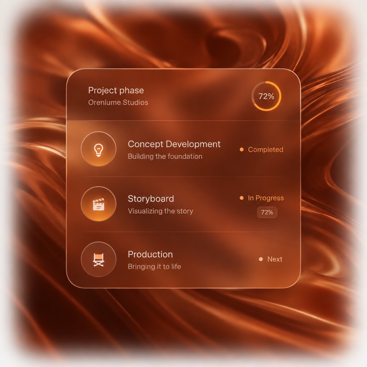 Orenlume Studios cinematic production phase interface